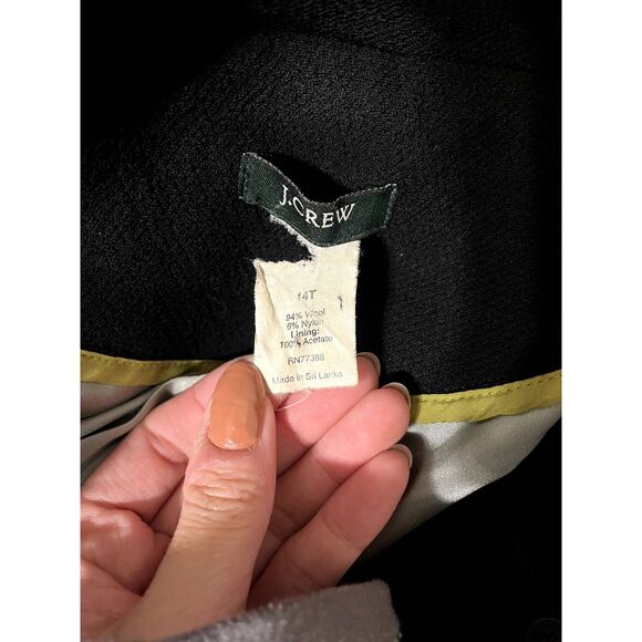 JCREW Classic Lady Day Coat Black Italian Double Cloth Wool 14T Tall T14 79204 - Picture 5 of 6